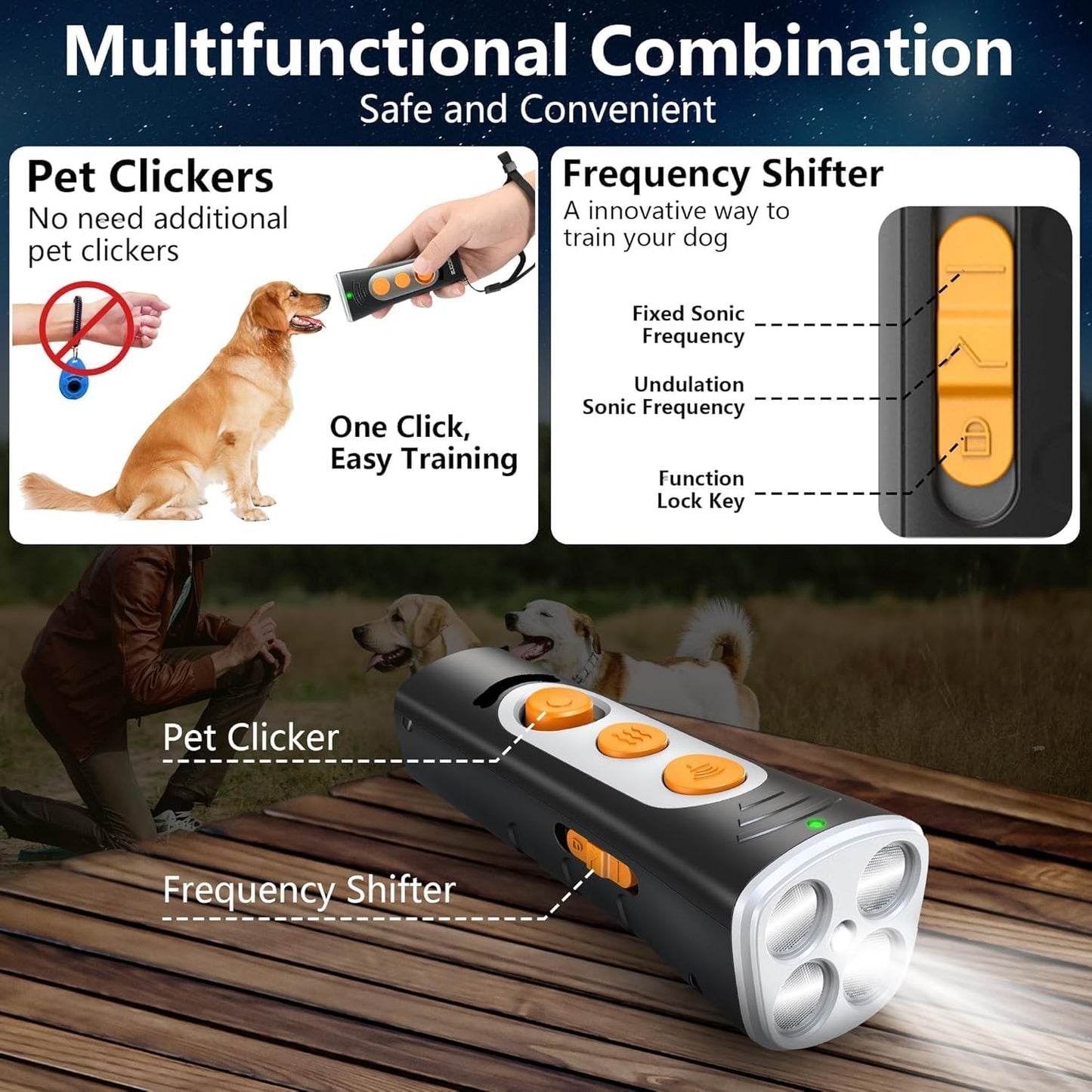 4X Ultrasonic Emitters Dog Bark Deterrent Device